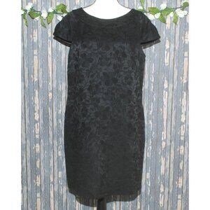 Banana Republic Black Lace Jacquard Short Cocktail Party Dress Size 14 LBD